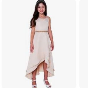 RARE EDITIONS Sleeveless Charmeuse High-Low Gown.